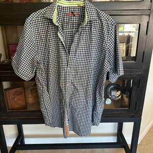 Robert Graham X Navy and White Checkered Button Down Shirt